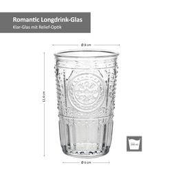 04-4179010-Bormioli-Rocco-Romantic-Glaeser-340ml-Bemassung.jpg 4er Set Romantic Longdrink-Glas klar 340ml_Bild_4