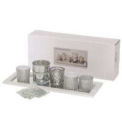 01-1001506-Boltze-Windlicht-Pit-01.jpg B. Glas-Windlicht-Set Pit auf Holz-Tablett - 1001506_Bild_1