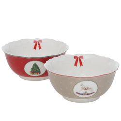 01-2013671-Boltze-Schale-Delight-Creme-Rot-2tlg-Set.jpg B. 2 tlg Set Delight Gebäckschälchen - 2013671_Bild_1