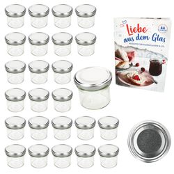 02-Sturz-TO-66-125ml-Silber-25er-Set.jpg 25er Set Sturzglas 125 ml Marmeladenglas Einmachglas Einweckglas To 66 silberner Deckel incl. Diamant-Zucker Gelierzauber Rezeptheft_Bild_2