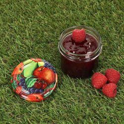 03-Sturz-TO-66-125ml-Obst-Dekor-Rasenbilder-Marmelade.jpg 25er Set Sturzglas 125 ml Marmeladenglas Einmachglas Einweckglas To 66 Obst Dekor Deckel incl. Diamant-Zucker Gelierzauber Rezeptheft_Bild_3