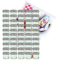sturzglas-125-ml-silber-50-gelier.jpg 75er Set Sturzglas 125 ml Marmeladenglas Einmachglas Einweckglas To 66 silberner Deckel incl. Diamant-Zucker Gelierzauber Rezeptheft_Bild_1