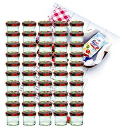 sturzglas-125-ml-obst-2-50-gelier.jpg 75er Set Sturzglas 125 ml Marmeladenglas Einmachglas Einweckglas To 66 Obst Dekor Deckel incl. Diamant-Zucker Gelierzauber Rezeptheft_Bild_3