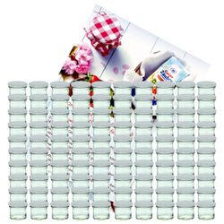 sturzglas-125-ml-weiss-100-gelier.jpg 100er Set Sturzglas 125 ml Marmeladenglas Einmachglas Einweckglas To 66 weißer Deckel incl. Diamant-Zucker Gelierzauber Rezeptheft_Bild_3
