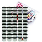 50er Set Sturzglas 230 ml Marmeladenglas Einmachglas Einweckglas To 82 schwarzer Deckel incl. Diamant-Zucker Gelierzauber Rezeptheft_Bild_1