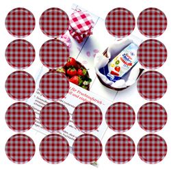 20-deckel-gelier-heft-rot-kariert.jpg 20er Set Deckel To 82 rot kariert passend für 230ml / 350ml / 435ml Gläser incl. Diamant-Zucker Gelierzauber Rezeptheft_Bild_2