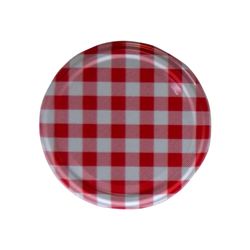 deckel-sturz-rot-1.jpg 20er Set Deckel To 82 rot kariert passend für 230ml / 350ml / 435ml Gläser incl. Diamant-Zucker Gelierzauber Rezeptheft_Bild_1