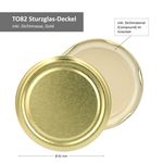 50er Set Deckel To 82 uni gold passend für 230ml / 350ml / 435ml Gläser incl. Diamant-Zucker Gelierzauber Rezeptheft_Bild_1