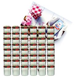 sturzglas-350-ml-obst-2-48-gelier.jpg 48er Set Sturzglas 350 ml Marmeladenglas Einmachglas Einweckglas To 82 Obst Deckel incl. Diamant-Zucker Gelierzauber Rezeptheft_Bild_2
