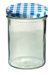 12er Set Sturzglas 435 ml Marmeladenglas Einmachglas Einweckglas To 82 blau karierter Deckel incl. Diamant-Zucker Gelierzauber Rezeptheft_Bild_2