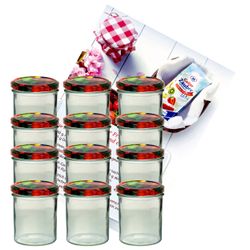 sturzglas-350-ml-obst-2-12-gelier.jpg 12er Set Sturzglas 350 ml Marmeladenglas Einmachglas Einweckglas To 82 Obst Deckel incl. Diamant-Zucker Gelierzauber Rezeptheft_Bild_2