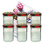 6er Set Sturzglas 435 ml Marmeladenglas Einmachglas Einweckglas To 82 Obst Deckel incl. Diamant-Zucker Gelierzauber Rezeptheft_Bild_2