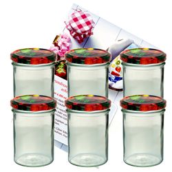 sturzglas-435-ml-obst-2-6-gelier.jpg 6er Set Sturzglas 435 ml Marmeladenglas Einmachglas Einweckglas To 82 Obst Deckel incl. Diamant-Zucker Gelierzauber Rezeptheft_Bild_2