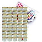 50er Set Sturzglas 230 ml Marmeladenglas Einmachglas Einweckglas To 82 goldener Deckel incl. Diamant-Zucker Gelierzauber Rezeptheft_Bild_1