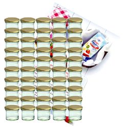 sturzglas-125-ml-gelier-gold-50.jpg 50er Set Sturzglas 125 ml Marmeladenglas Einmachglas Einweckglas To 66 goldener Deckel incl. Diamant-Zucker Gelierzauber Rezeptheft_Bild_1