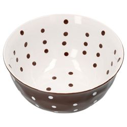Mercant-Schuessel-Blanko-01.jpg Salatschüssel braun weiß gepunktet 23cm - große handgefertige Schale / Schüssel aus Steingut_Bild_2