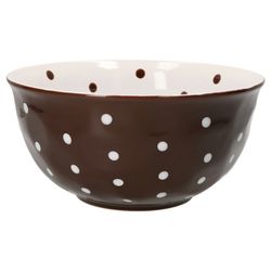 Mercant-Schuessel-Blanko-02.jpg Salatschüssel braun weiß gepunktet 23cm - große handgefertige Schale / Schüssel aus Steingut_Bild_1
