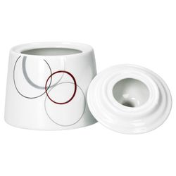 van-well-palazzo-zuckerdose-frontal-03.jpg 2tlg. Set Zuckerdose 28cl & Milchkännchen 23cl Palazzo mit Dekor-Kreisen in grau und dunkelrot_Bild_5