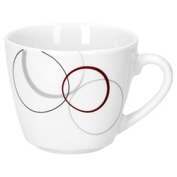 van-well-palazzo-kaffee-tasse-frontal.jpg 5cm Palazzo - aus weißem Porzellan mit Dekor-Kreisen in grau und dunkelrot_Bild_4