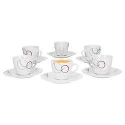 van-well-palazzo-kaffeertassen-unterteller-6er-set-f.jpg 5cm Palazzo - aus weißem Porzellan mit Dekor-Kreisen in grau und dunkelrot_Bild_1
