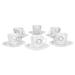 van-well-palazzo-kaffeertassen-unterteller-6er-set.jpg 5cm Palazzo - aus weißem Porzellan mit Dekor-Kreisen in grau und dunkelrot_Bild_2