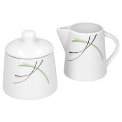 van-well-donna-milchkanne-zuckerdose.jpg Set Zuckerdose 28cl & Milchkännchen 23cl Donna - weißes Porzellan mit Liniendekor 2-teilig_Bild_1