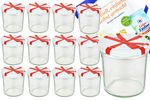 12er Set Sturzglas 350 ml To 82 Schleifendekor Deckel incl. Diamant Gelierzauber Rezeptheft_Bild_4
