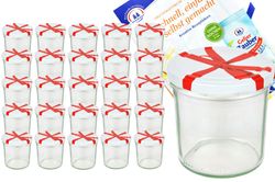 25er.jpg 25er Set Sturzglas 350 ml To 82 Schleifendekor Deckel incl. Diamant Gelierzauber Rezeptheft_Bild_4