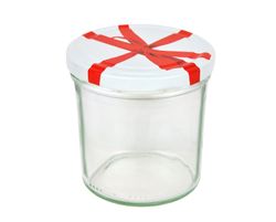 350er.jpg 25er Set Sturzglas 350 ml To 82 Schleifendekor Deckel incl. Diamant Gelierzauber Rezeptheft_Bild_1