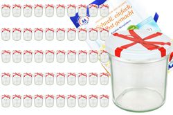 50er.jpg 50er Set Sturzglas 350 ml To 82 Schleifendekor Deckel incl. Diamant Gelierzauber Rezeptheft_Bild_4