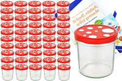 50er1.jpg 50er Set Sturzglas 350 ml To 82 Fliegenpilz Deckel rot weiß gepunktet incl. Diamant Gelierzauber Rezeptheft_Bild_3