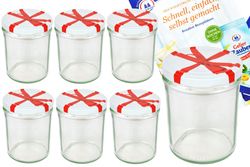 6er.jpg 6er Set Sturzglas 435 ml To 82 Schleifendekor Deckel incl. Diamant Gelierzauber Rezeptheft_Bild_4