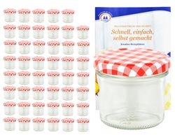 rotkariert-48er.jpg 48er Set Sturzglas 125 ml To 66 rot karierter Deckel incl. Diamant Gelierzauber Rezeptheft_Bild_3
