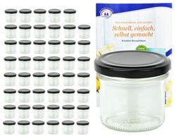 schwarzt-48er.jpg 48er Set Sturzglas 125 ml To 66 schwarzer Deckel incl. Diamant Gelierzauber Rezeptheft_Bild_3