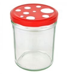 430er.jpg 15er Set Sturzglas 435 ml To 82 Fliegenpilz Deckel rot weiß gepunktet incl. Diamant Gelierzauber Rezeptheft_Bild_4