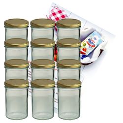 sturzglas-435-ml-gold-gelier-12.jpg 15er Set Sturzglas 435 ml To 82 goldener Deckel incl. Diamant Gelierzauber Rezeptheft_Bild_3