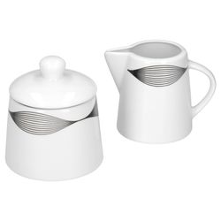 van-well-matrix-milch-zucker.jpg Kaffeeergänzungsset Milchkännchen & Zuckerdose Matrix Porzellan weiß mit Dekor_Bild_1