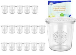 Weck-Sturzglas-580ml-mit-Deckel-18er.jpg 18er Set Weck Gläser 580ml Sturzgläser mit 18 Glasdeckeln inkl. Gelierzauber Rezeptheft von Diamantzucker_Bild_3