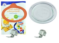 Weck-Einkochset-1er-Heft.jpg Weck-Einkoch-Set - 1 Glasdeckel 60 mm + 1 Einkochring 60 mm + 2 Weck-Klammern incl. Gelierzauber Rezeptheft von Diamantzucker_Bild_5