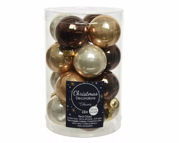 Weihnachtsbaumkugeln Glas Ø 3,5 cm 16 Stück hell braun mix