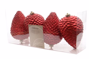 Christbaumschmuck Zapfen bruchfest Ø 7 cm H 12 cm 4 Stück rot