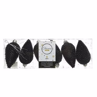 Christbaumschmuck Zapfen bruchfest Ø 4,5 cm H 8 cm 6 Stück schwarz