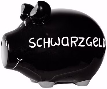 KCG Sparschwein "Schwarzgeld" Keramik Schwarz/Weiß 17x15x15cm