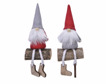 Weihnachtswichtel Zwerg Gnom Dekoration rot grau 14,5 cm 2-er Set