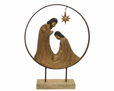 Dekoaufsteller Krippe Mango Holz Dekoration Weihnachten 49 cm