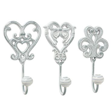 Garderobenhaken Pippo Eisen lackiert grau H.14 B.4 L.7 cm 3er Set