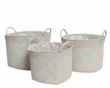Korb Wäschekorb Aufbewahrungskorb Seegras rund Ø 22 cm 3er Set