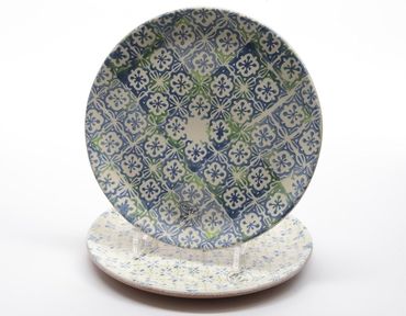 Teller Terracotta Dekoteller Obstteller blau grün Setpreis