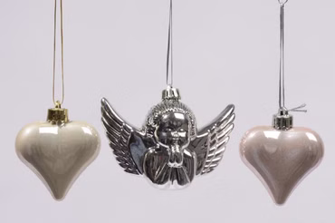 Christbaumschmuck 1 Engel 2Herzen rosa/sand 3 er Set