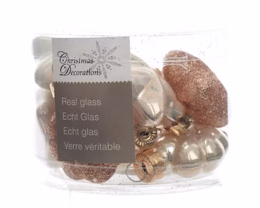 Weihnachtsbaumkugeln Glas Blüten Sterne Herzen Zapfen 12 Stück perle